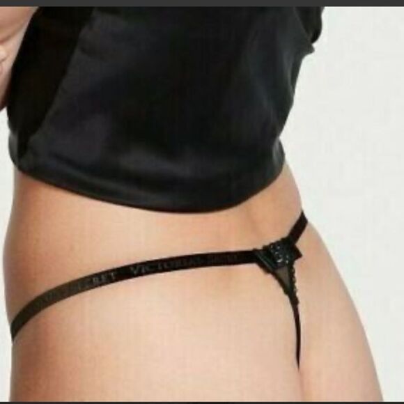 Victorias Secret Very Sexy stones Embellished Rose and Bows Mesh V String black - Picture 12 of 12